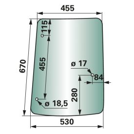 oldalsó ablak jobb, zöldre színezett CNH 84224146