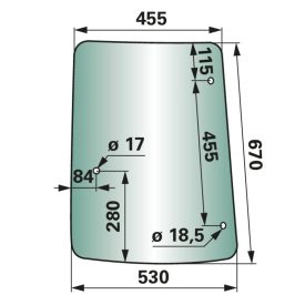 oldalsó ablak bal, zöldre színezett CNH 84224147