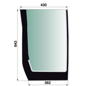 első szélvédő bal, lent, zöldre színezett CNH 87304261