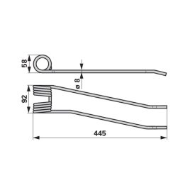 Kör gereblyefog balra, világos piros narancs Fella 491000