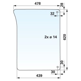 első szélvédő bal, lent, átlátszó John Deere L78533