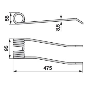 Kombinált körfog balra, koromfekete Pöttinger 436.006