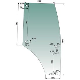 ajtóüveg jobb, zöldre színezett John Deere R198625