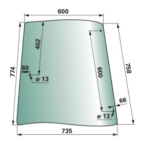 oldalsó ablak bal, zöldre színezett John Deere R201574