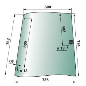 oldalsó ablak jobb, zöldre színezett John Deere R201575